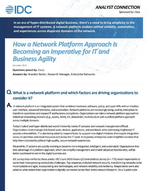 Network Platformisation Network Platform Approach Paper